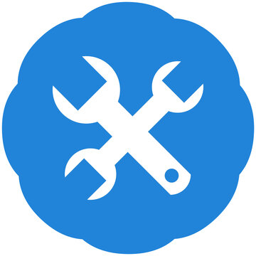 Icon Symbol auf Button in blau: Werkzeug