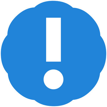 Icon Symbol auf Button in blau: Ausrufezeichen