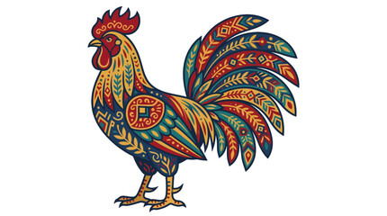 Decorative Folk Art Rooster Vector Illustration © Alpin