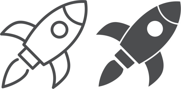 Rocket Launch Icons Collection, Space Shuttle Vector Set for Startup Innovation Technology Design Elements Editable Graphics