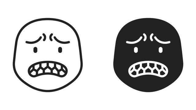 Worried Faces: Two simplistic, graphic representations of a face expressing worry or anxiety, one outlined in black and the other a solid black silhouette.