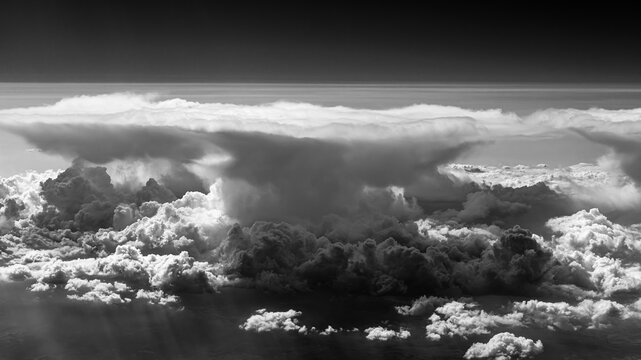Black and White Dramatic Cloudscape Above the Sky