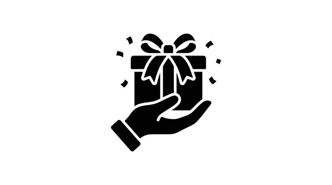 Hand Holding Gift Box Icon Vector