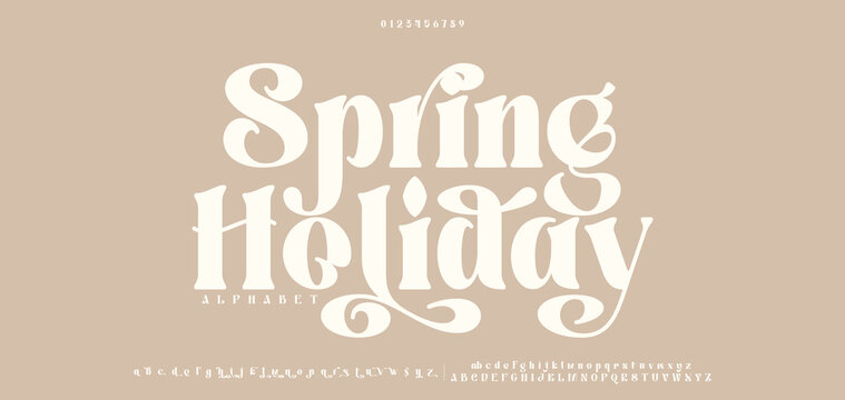 Spring Holiday Beauty fashion Luxury font alphabet logo. Typography beautiful elegant classic letters serif italic fonts decorative wedding vintage retro logos. vector illustration See Less