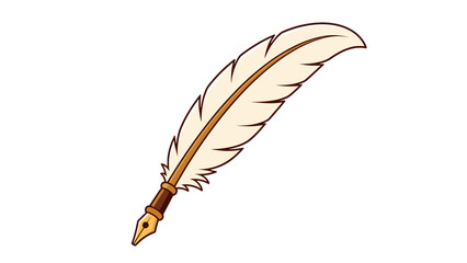 Quill pen with feather illustration on white background © Artstock