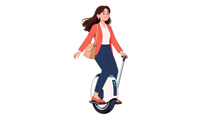 Young woman riding an electric unicycle in flat vector style © Artstock
