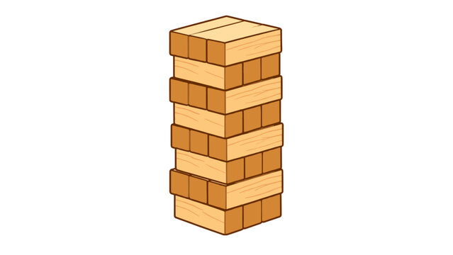 Wooden block tower game illustration isolated on white background
