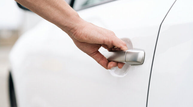 Hand Gripping Car Door Handle