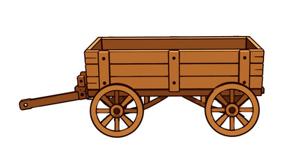 Vintage wooden farm wagon cart isolated on white background © Artstock