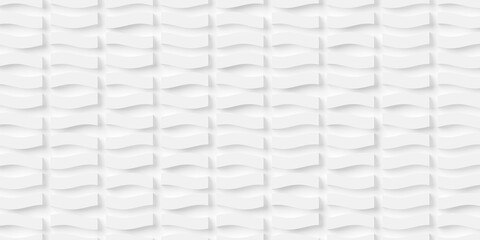 Naklejka premium Modern minimal white background wave displaced rectangles or boxes grid, polygon pattern background wallpaper banner, flat lay