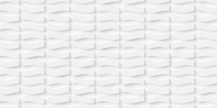 Modern minimal white background wave displaced rectangles or boxes grid, polygon pattern background wallpaper banner, flat lay
