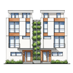 Fototapeta premium Modern apartment building with green wall.