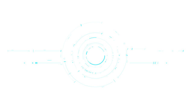 Abstract futuristic artificial intelligence technology HUD circle for digital cyber data UI interface isolated png transparent background