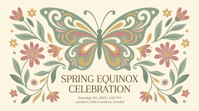 Spring Flyer Template with Elegant Butterfly Design