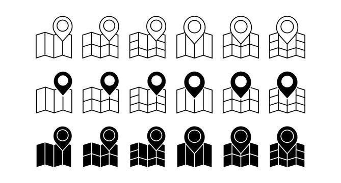 Maps Pin Vector Icon Set. Location, Navigation, GPS and Route Symbols