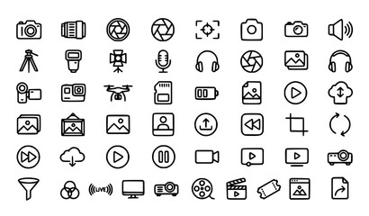 Fototapeta premium Collection of photography and video production icons