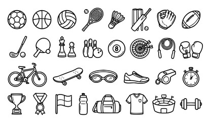 Sports and recreation line art icons collection © Najma