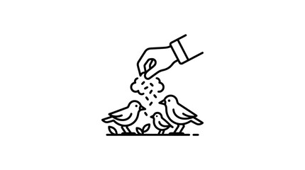 Hand Feeding Birds Outline Icon © Yasmin