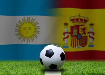 Naklejka premium Football Cup competition between the national Spain and national England.