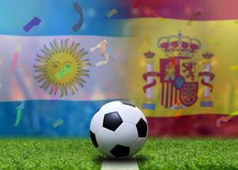Naklejka premium Football Cup competition between the national Spain and national England.