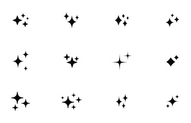Fototapeta premium collection of star icons in vector, shining icons, sparkling. Twinkle star light icon set. Star twinkle glitter spark outline shine icon set.