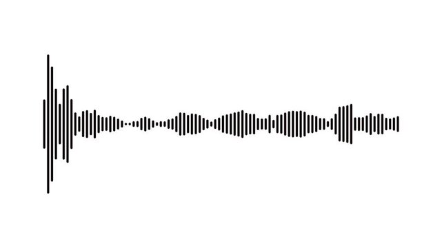 Realistic Audio Waveform Animation 4K on White Background &ndash; White Sound Wave Pulsing and Moving with Music Equalizer Visualization Alpha Channel Seamless Loop