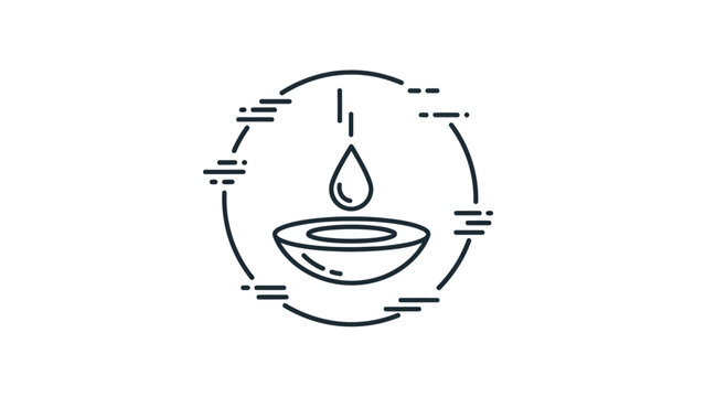 Minimalist Contact Lens Icon with Liquid Drop ideal for eye care branding and optometry clinic websites.