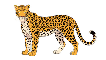 Spotted leopard standing in side view vector illustration © Artstock