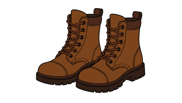 Pair of brown lace up ankle boots vector illustration