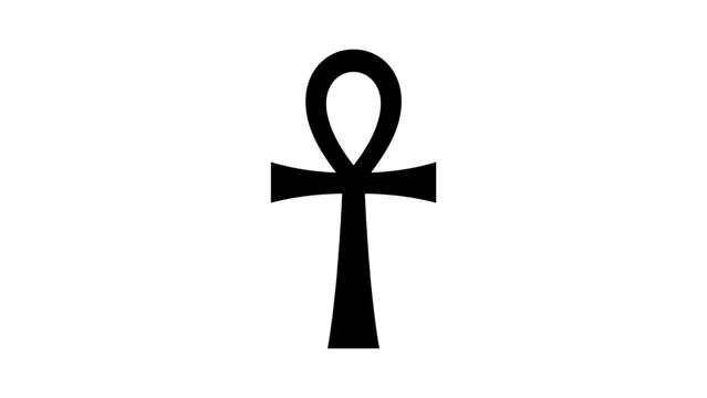 Black ankh symbol isolated on white background