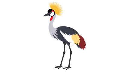 Obraz premium Grey crowned crane standing in profile vector illustration