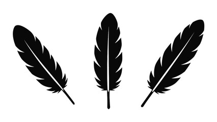 Black feather silhouettes set isolated on white background © Artstock