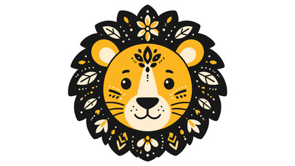 Decorative lion face with floral mane vector illustration © Artstock