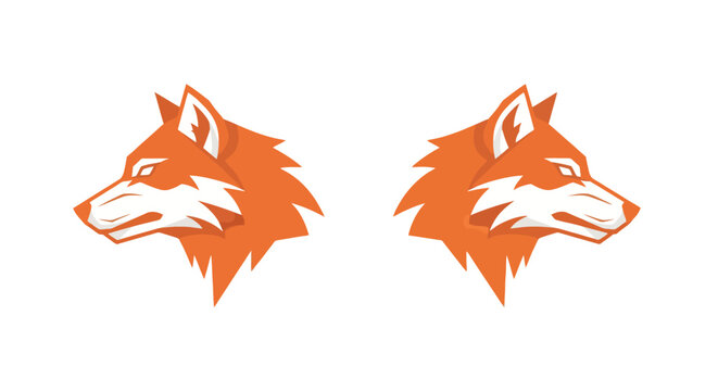 Two orange fox heads facing opposite directions.