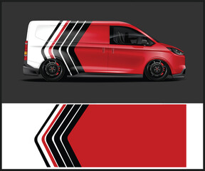 Fototapeta premium Modern Van Wrap Design with Bold Stripes