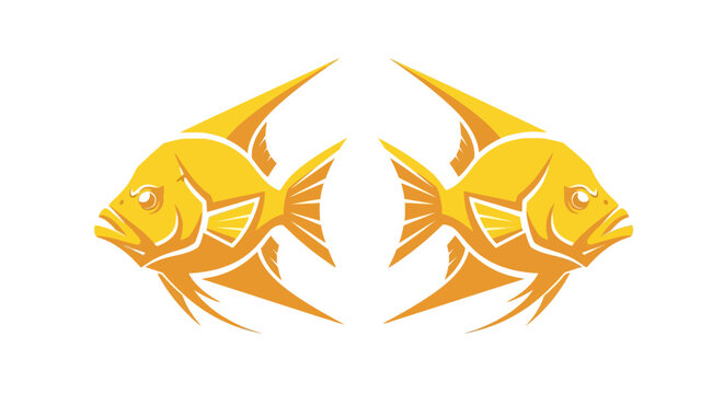 Two golden fish facing each other symmetrically.