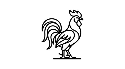 Minimalist Rooster Outline Vector Illustration © Aan