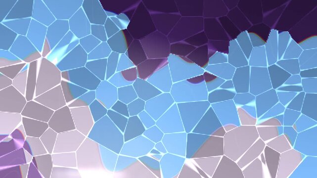 Abstract geometric background with blue and purple polygonal Voronoi pattern and crystalline structure