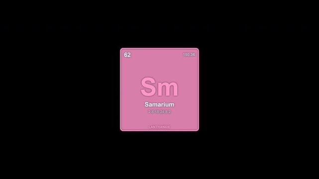 Samarium Sm Periodic Table Element Tile Animated Overlay Alpha Channel 4K