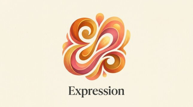 Abstract Ornate Swirl Design with Bold Colors and 'Expression' Text