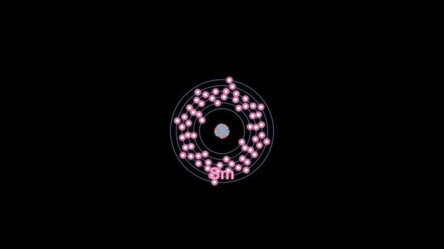 Samarium Sm Bohr Atom Model Clean No Text Overlay Alpha Channel 4K