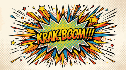 Vibrant comic book explosion graphic element. © ILHAM