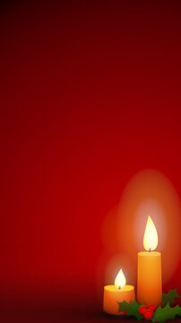 Cozy and peaceful winter holiday background featuring two glowing festive candles with holly berries. Ideal for Christmas celebration and warm spiritual atmosphere. (loopable)