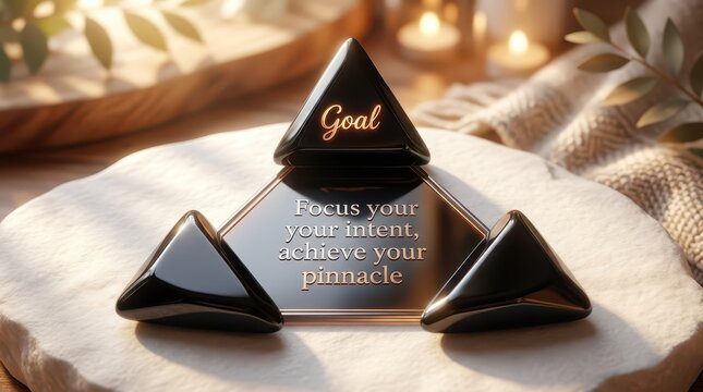 Black Pyramid Structure with 'Goal' and Motivational Text
