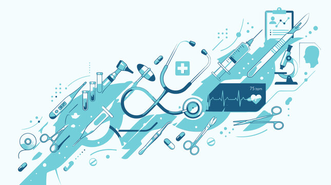 Medical professionals utilize various tools and equipment in a modern hospital setting.