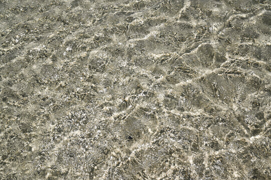 Waves on the summer sand beach with fresh clear water. 