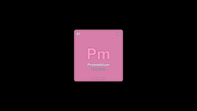 Promethium Pm Periodic Table Element Tile Animated Overlay Alpha Channel 4K
