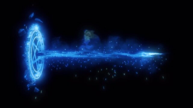 Expanding Blue Turbulent Energy Shockwave Ring, MOV with Alpha Channel on Transparent Background