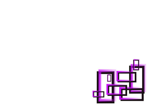 Cyberpunk Style Electric Purple and Black Overlapping Geometric Frames for Lower Right Corner Accent Isolated on Transparent Background