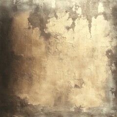 Fototapeta premium weathered plaster wall with peeling paint, warm beige tones and rough textured surface conveying a rustic, aged, moody atmosphere